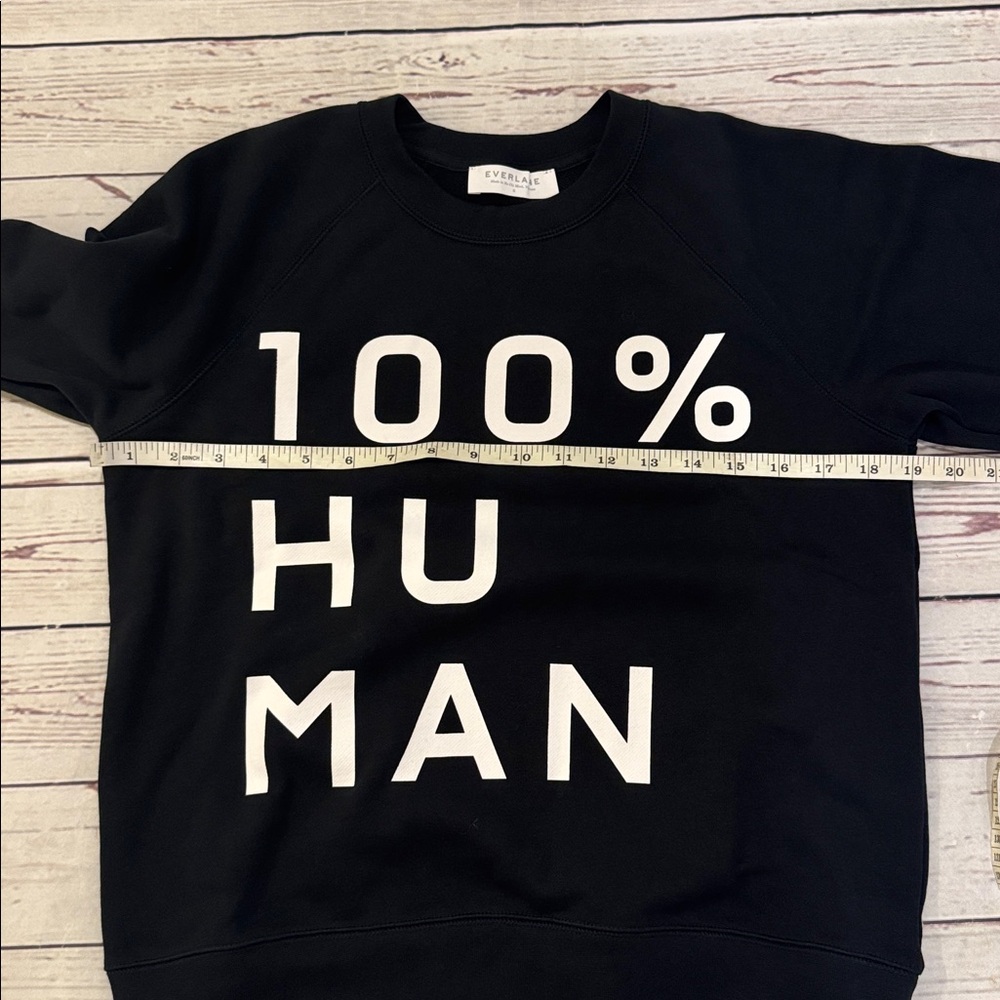 NWOT  EVERLANE 100% Human Typography Crewneck‎ Sweatshirt Black Size Small - Picture 8 of 12